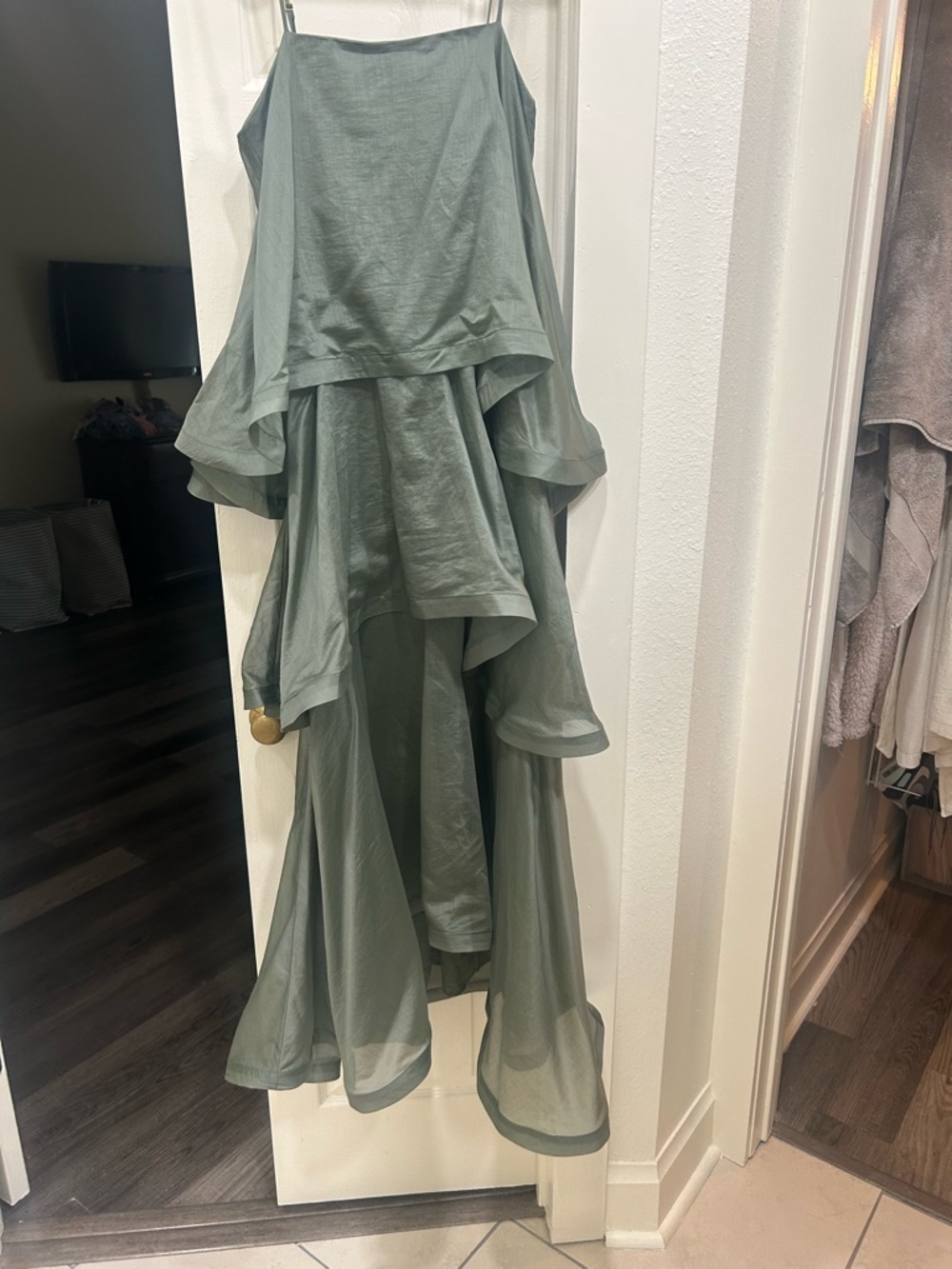 Elliatt Sage Green Layered High-Low Dress